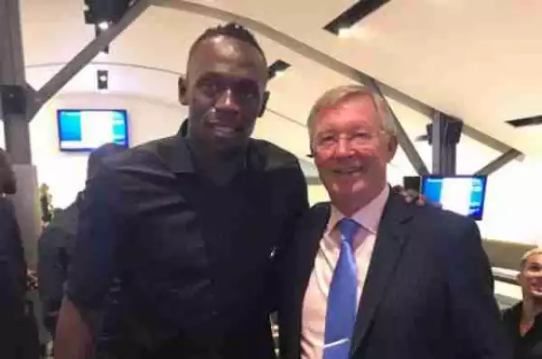 Usain Bolt Meets With Alex Ferguson As He Watches Manchester United Match At Old Trafford (Photos)